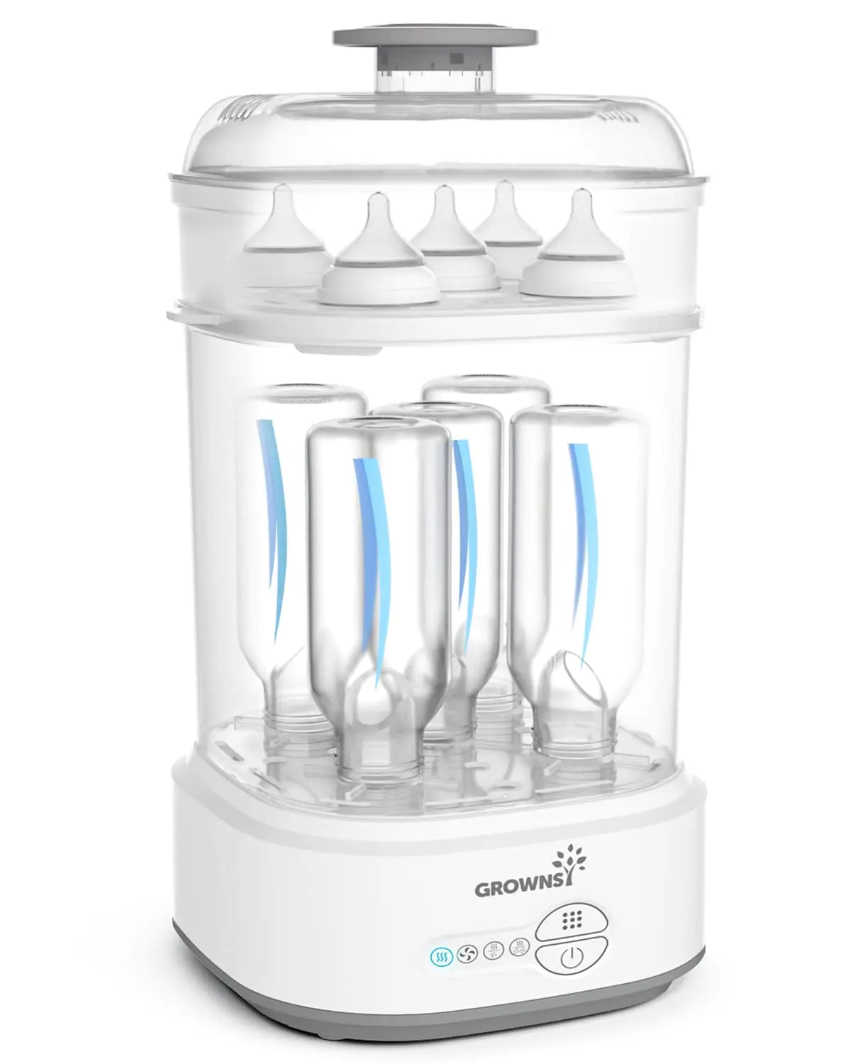 GROWNSY Bottle Sterilizer and Dryer Compact Electric Steam Baby Bottle Sterilizer (Esterilizador de Biberones) Bottle Sanitizer for Baby Bottles Pacifiers Pump Parts