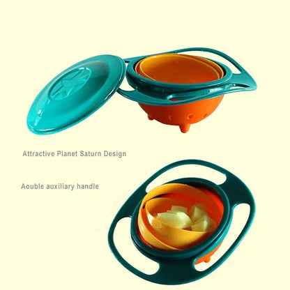 Universal Gyro Bowl for Kids – Spill-Proof 360° Rotating Feeding Dish & Baby Training Toy