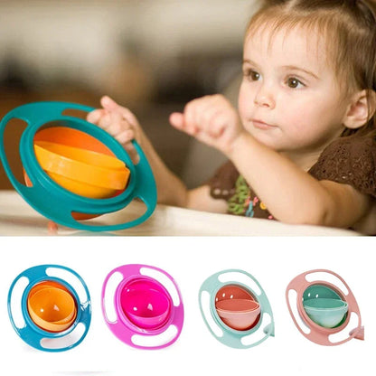 Universal Gyro Bowl for Kids – Spill-Proof 360° Rotating Feeding Dish & Baby Training Toy