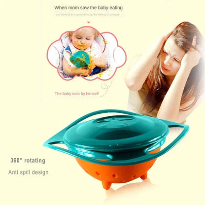 Universal Gyro Bowl for Kids – Spill-Proof 360° Rotating Feeding Dish & Baby Training Toy